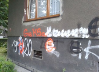 Za GKS Katowice na elewacji …5 tys.zł! Nielegalni grafficiarze złapani w Katowicach