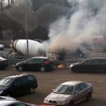 Betoniarka zapaliła się na al. Roździeńskiego