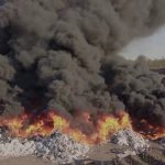 Całą noc trwała akcja gaśnicza składowiska odpadów. Chmura dymu nad Katowicami. Mieszkańcy skarżyli się na jakość powietrza