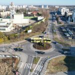 Tymczasowa organizacja ruchu przy rondzie Armii Krajowej i Bażantów. Nocne prace drogowe Rejon prac drogowych / fot. KAW