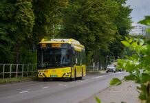 Katowicki PKM ogłosił przetarg na dostawę 30 elektrycznych autobusów autobus linii 115, w tle drzewa