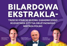 Mistrzowie świata przy stołach w Katowicach! Plakat promujący bilardową ekstraklasę