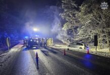 Poważny wypadek na DK11. Samochód wpadł do rowu