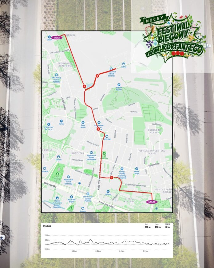 Trasa nocnego biegu na 5 km_fot. Festiwal Biegowy Korfantego Trasa biegu